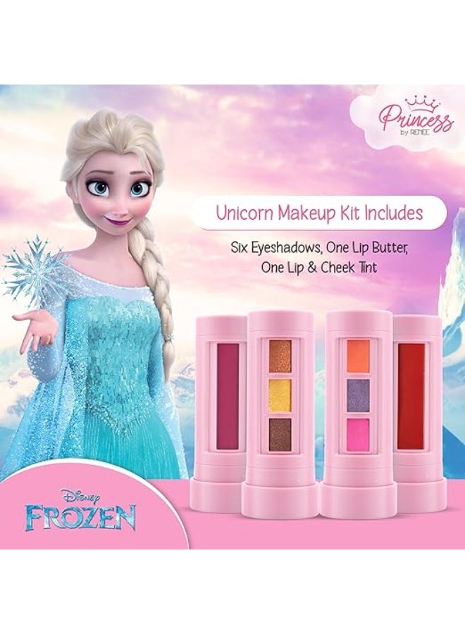 RENEE Disney Frozen Princess Unicorn Makeup Kit Elsa 7.4 Gm,Pre-Teen Girls,Includes 2 Matte,4 Shimmer Eyeshadows,Lip Butter,Lip&Cheek Tint,Compact&Travel Friendly,Cruelty-Free&Vegan, 1 Count - Image 2